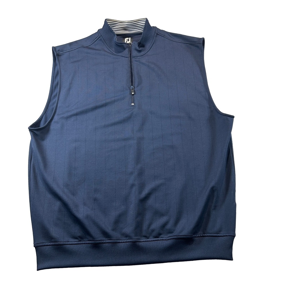 FootJoy Golf Vest Mens XL Navy Blue Pinstripe Quarter Zip Performance Layering